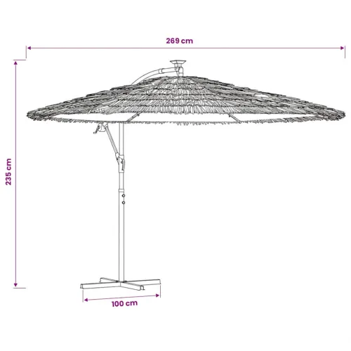 Vrtni suncobran LED s čeličnom šipkom smeđi 269x269x235 cm - 269 x 269 x 235 cm Cijena