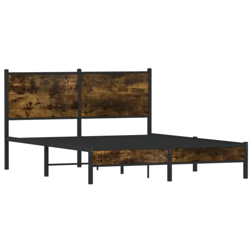 Metalni okvir kreveta bez madraca boja hrasta 150 x 200 cm - Dimljeni hrast 150 x 200 cm s uzglavljem i niskim podnožjem Cijena