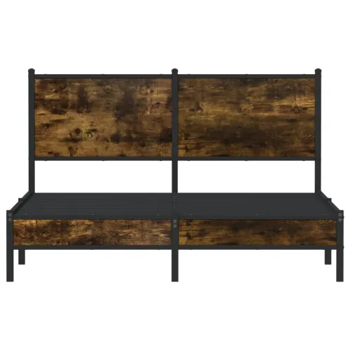Metalni okvir kreveta bez madraca boja hrasta 150 x 200 cm - Dimljeni hrast 150 x 200 cm s uzglavljem i niskim podnožjem Cijena