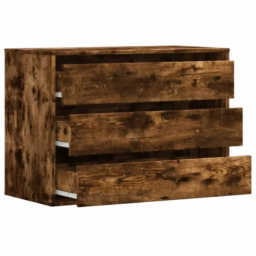 Kutna komoda s ladicama boja dimljenog hrasta 80x41x58cm drveni - Dimljeni hrast 80 x 41 x 58 cm Cijena