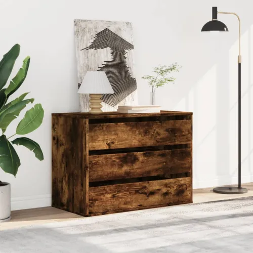 Kutna komoda s ladicama boja dimljenog hrasta 80x41x58cm drveni - Dimljeni hrast 80 x 41 x 58 cm Cijena
