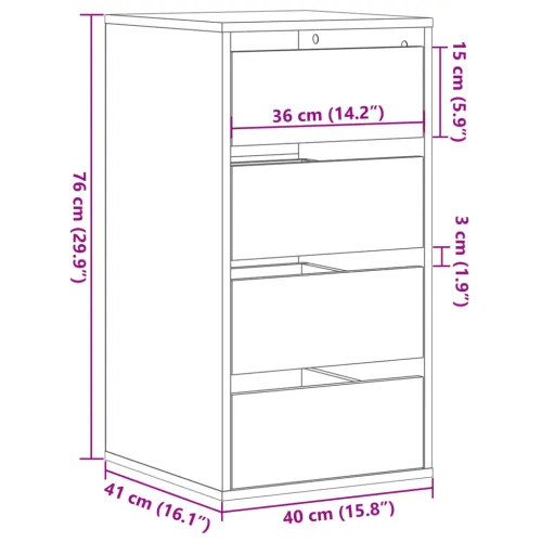 Kutna komoda s ladicama boja staro drvo 40x41x76 cm drveni - Staro drvo 40 x 41 x 76 cm Cijena
