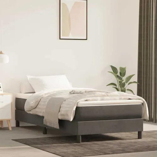 Madrac s oprugama srednje tvrdoće tamnosivi 80x220x20 cm baršunasti - Tamnosiva 80 x 220 cm Cijena