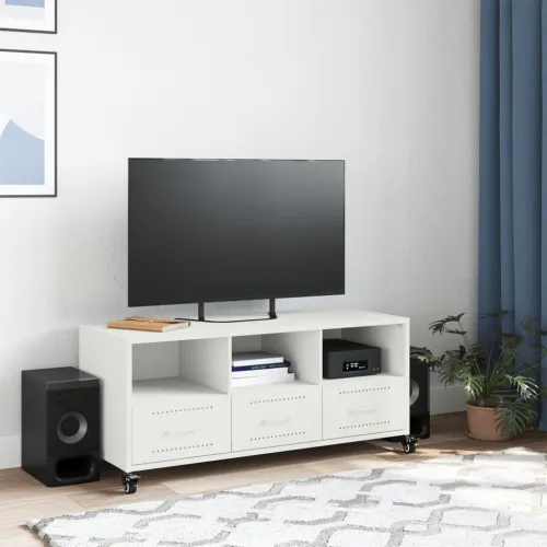 TV ormarić bijeli 100,5 x 39 x 43,5 cm čelik - Bijela 1 Cijena