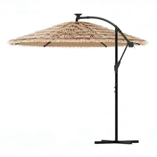 Vrtni suncobran LED s čeličnom šipkom smeđi 246 x 246 x 230 cm - 246 x 246 x 230 cm Cijena