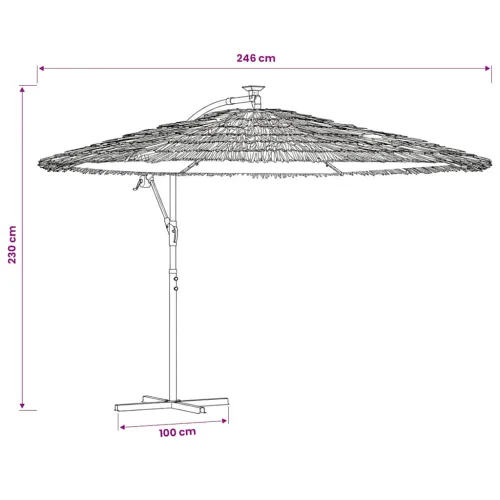Vrtni suncobran LED s čeličnom šipkom smeđi 246 x 246 x 230 cm - 246 x 246 x 230 cm Cijena