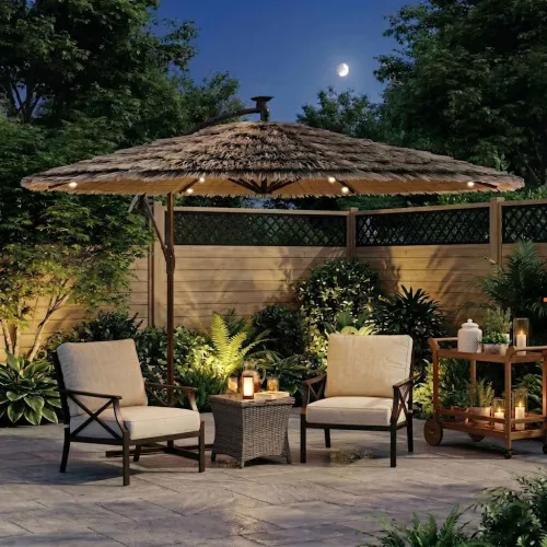 Vrtni suncobran LED s čeličnom šipkom smeđi 246 x 246 x 230 cm - 246 x 246 x 230 cm Cijena
