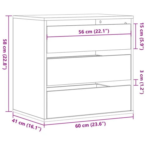 Kutna komoda s ladicama boja artisian hrast 60x41x58 cm drveni - Boja hrasta 60 x 41 x 58 cm Cijena
