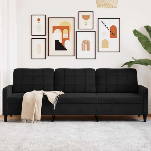 Trosjed crni 210 cm baršunasti - Crna 210 cm Crna 210 cm Cijena