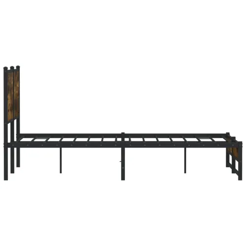 Metalni okvir kreveta bez madraca boja hrasta 150 x 200 cm - Dimljeni hrast 150 x 200 cm s uzglavljem i dvostrukim niskim podnož Cijena