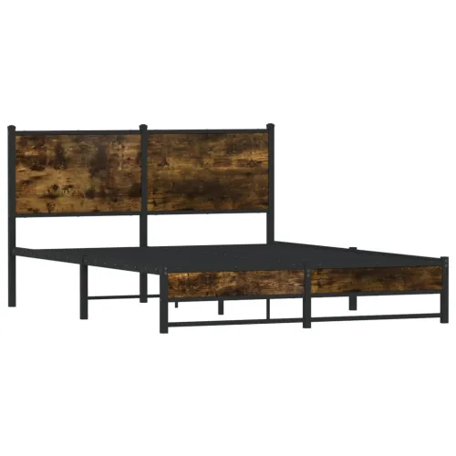 Metalni okvir kreveta bez madraca boja hrasta 150 x 200 cm - Dimljeni hrast 150 x 200 cm s uzglavljem i dvostrukim niskim podnož Cijena