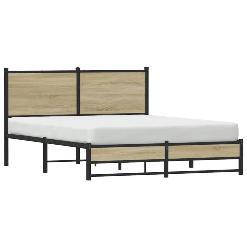 Metalni okvir kreveta bez madraca boja hrasta sonome 150x200 cm - sonoma hrast 150 x 200 cm s uzglavljem i dvostrukim niskim pod Cijena