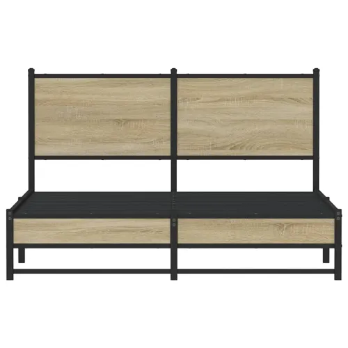 Metalni okvir kreveta bez madraca boja hrasta sonome 150x200 cm - sonoma hrast 150 x 200 cm s uzglavljem i dvostrukim niskim pod Cijena