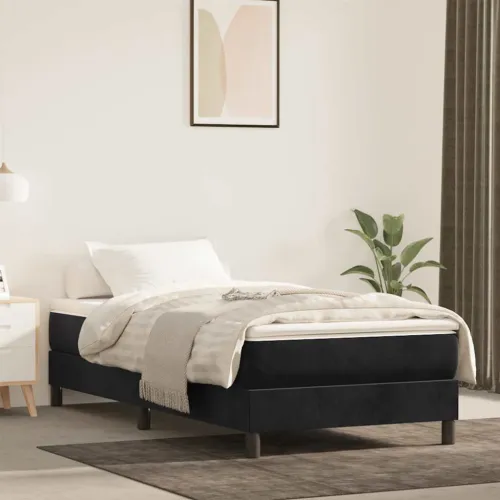 Madrac s džepičastim oprugama srednje tvrdoće crni 80x220x20 cm baršunasti - Crna 80 x 220 cm Cijena
