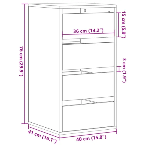 Kutni ladičar dimljena boja hrasta 40x41x76cm konstruirano drvo - Dimljeni hrast 40 x 41 x 76 cm Cijena