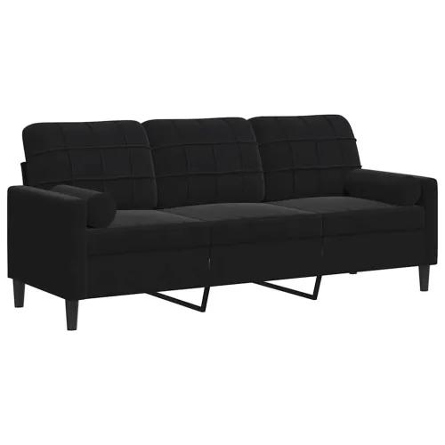 Trosjed s ukrasnim jastucima crni 180 cm baršunasti - Crna 1 180 cm Crna Cijena