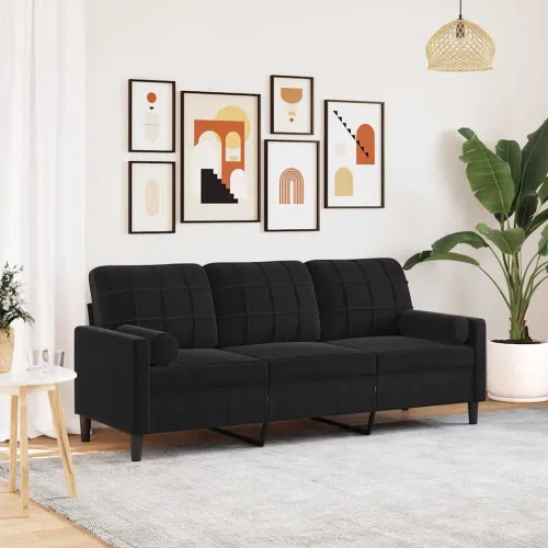 Trosjed s ukrasnim jastucima crni 180 cm baršunasti - Crna 1 180 cm Crna Cijena