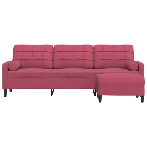 Trosjed s tabureom crvena boja vina 210 cm baršunasti - boja crnog vina 210 cm Cijena