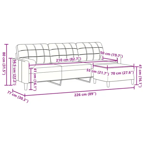 Trosjed s tabureom crvena boja vina 210 cm baršunasti - boja crnog vina 210 cm Cijena