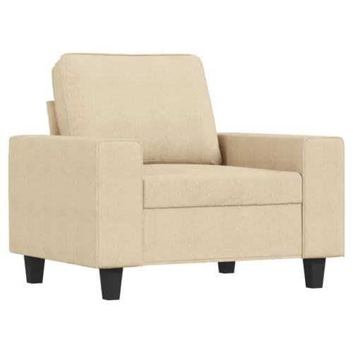 4-dijelni set sofa krem od tkanine - Krema s jastučićima i tabureom Cijena