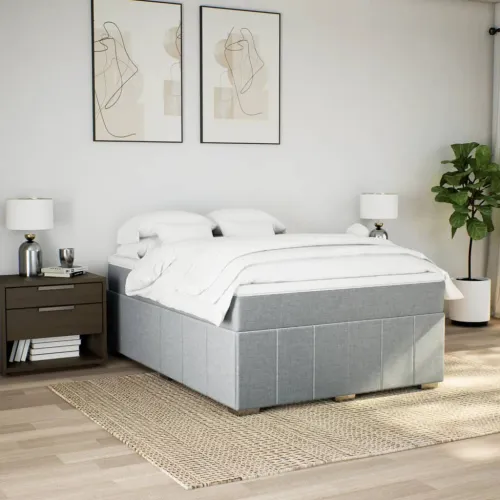 Krevet box spring s madracem svjetlosivi 140x200 cm od tkanine - Svjetlosiva 140 x 200 cm Cijena