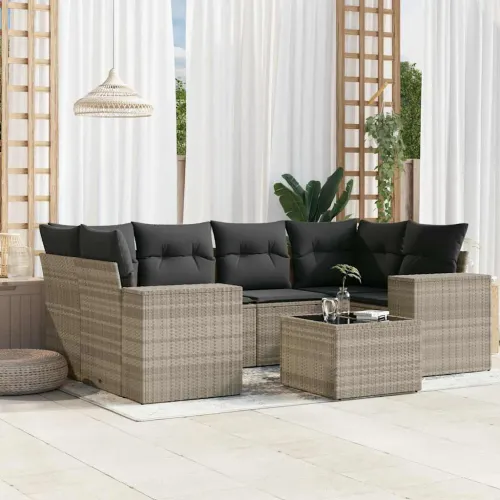 Vrtna garnitura - 7-dijelni set vrtnih sofa svjetlosivi od poliratana - Svjetlosiva 1 Cijena