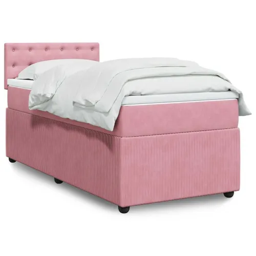 Box spring krevet s madracem ružičasti 90x190 cm baršunasti - Ružičasta 90 x 190 cm gumbi Ružičasta Cijena