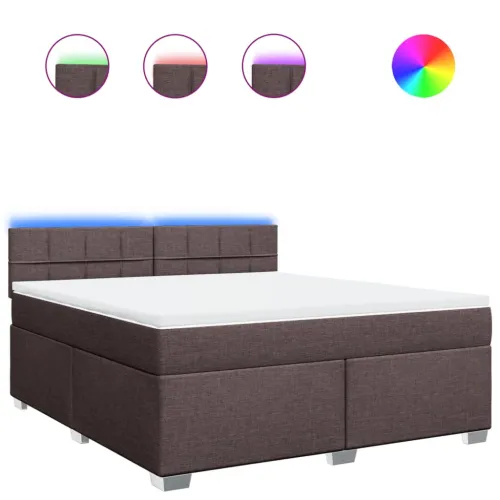 Boxspring - Krevet s oprugama i madracem tamnosmeđi 180x200 cm tkanina - Tamno smeđa 180 x 200 cm Blok s kvadratima Tamno smeđa Cijena