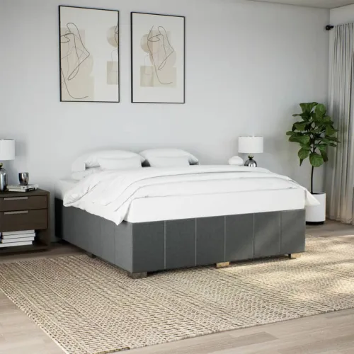 Okvir za krevet bez madraca tamnosivi 200x200 cm od tkanine - Tamno siva 200 x 200 cm Cijena