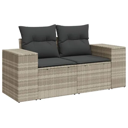 Vrtna garnitura - 7-dijelni set vrtnih sofa svjetlosivi od poliratana - Svjetlosiva bez spremišta 1 Cijena