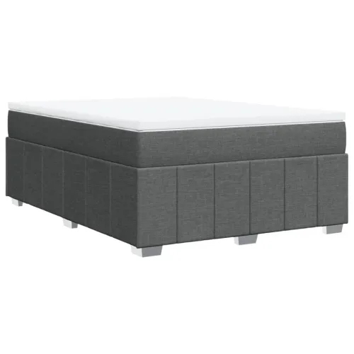 Boxspring - Krevet s oprugama i madracem tamnosivi 140x190 cm od tkanine - Tamno siva 140 x 190 cm Cijena