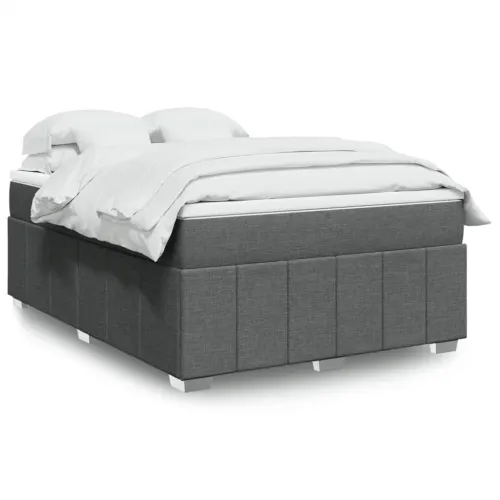 Boxspring - Krevet s oprugama i madracem tamnosivi 140x190 cm od tkanine - Tamno siva 140 x 190 cm Cijena