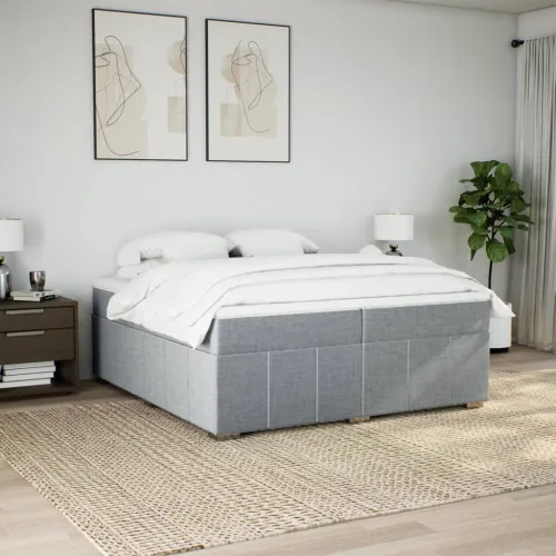 Boxspring - Krevet s oprugama i madracem tamnosivi 200 x 200 cm od tkanine - Tamno siva 200 x 200 cm Cijena