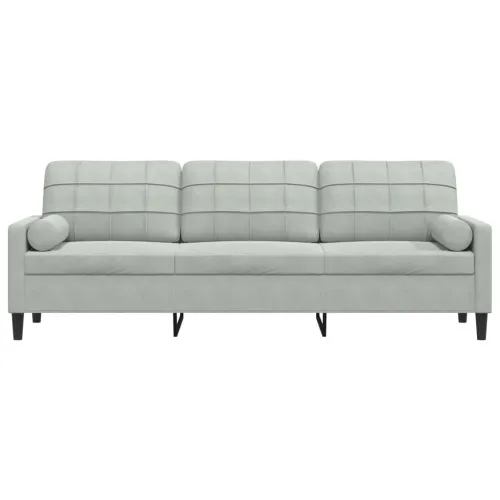 Trosjed s ukrasnim jastucima svjetlosivi 210 cm baršunasti - Svjetlosiva 210 cm Cijena