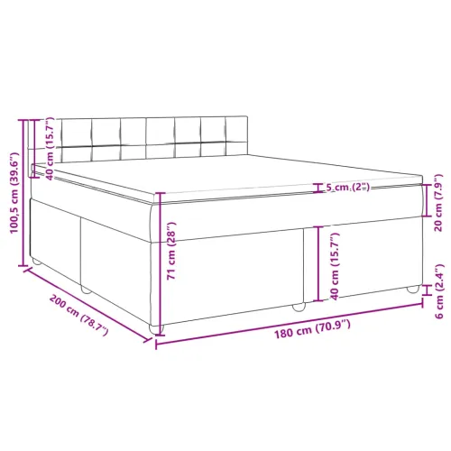 Boxspring - Krevet s oprugama i madracem tamnosmeđi 180x200 cm tkanina - Tamno smeđa 180 x 200 cm Blok s kvadratima Tamno smeđa Cijena
