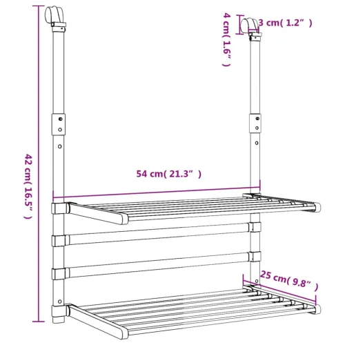 Stalak za sušenje za balkon 54 x 25 x 42 cm aluminijski - 54 x 25 x 42 cm Cijena