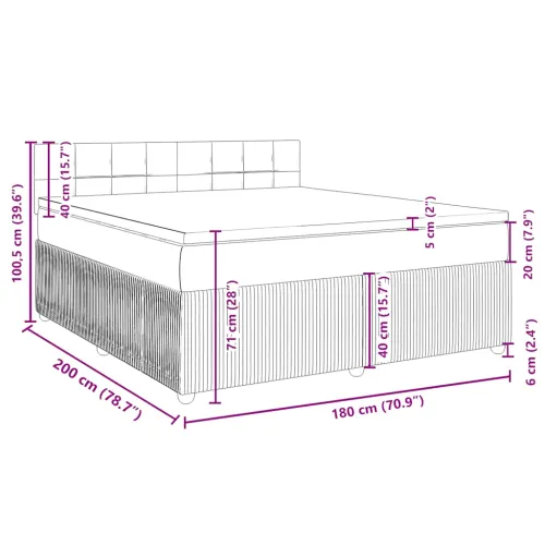 Boxspring - Krevet s oprugama i madracem tamnosmeđi 180x200 cm tkanina - Tamno smeđa 180 x 200 cm Blok s kvadratima Tamno smeđa Cijena