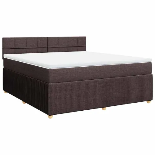 Boxspring - Krevet s oprugama i madracem tamnosmeđi 180x200 cm tkanina - Tamno smeđa 180 x 200 cm Blok s kvadratima Tamno smeđa Cijena