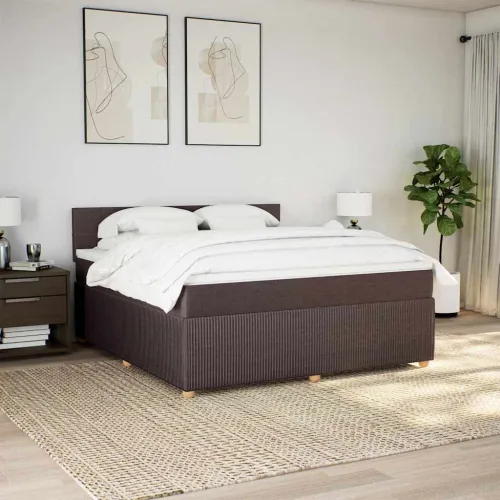 Boxspring - Krevet s oprugama i madracem tamnosmeđi 180x200 cm tkanina - Tamno smeđa 180 x 200 cm Blok s kvadratima Tamno smeđa Cijena
