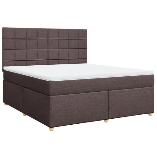 Boxspring - Krevet s oprugama i madracem tamnosmeđi 180x200 cm tkanina - Tamno smeđa 180 x 200 cm Blok s kvadratima Tamno smeđa Cijena