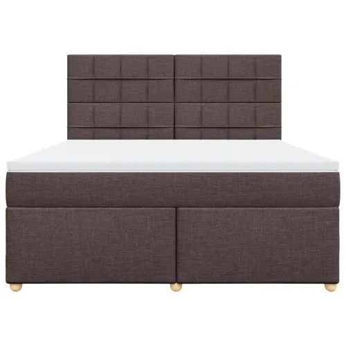 Boxspring - Krevet s oprugama i madracem tamnosmeđi 180x200 cm tkanina - Tamno smeđa 180 x 200 cm Blok s kvadratima Tamno smeđa Cijena
