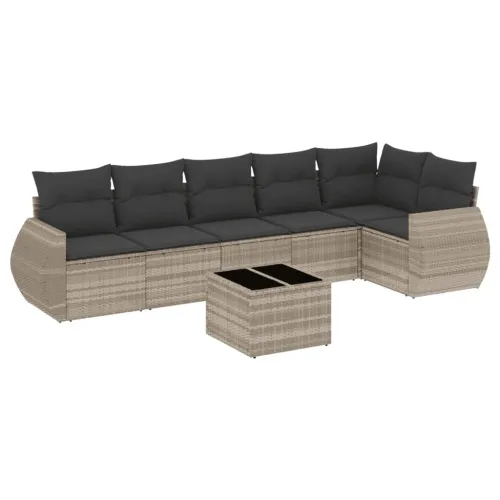 Vrtna garnitura - 7-dijelni set vrtnih sofa svjetlosivi od poliratana - Svjetlosiva Sa stolom 1 Cijena