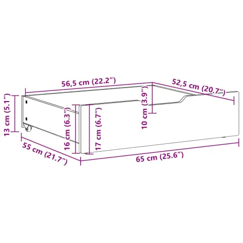 Ladice ispod kreveta 2 kom voštano smeđe 65x55x17cm od borovine - Voštano smeđa 65 x 55 x 16 cm Cijena