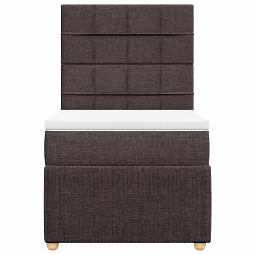 Boxspring - Krevet s oprugama i madracem tamnosmeđi 90 x 200 cm od tkanine - Tamno smeđa 90 x 200 cm Blok s kvadratima Tamno sme Cijena