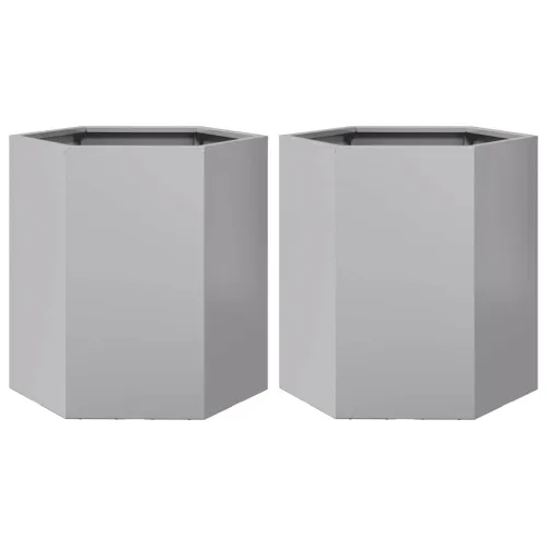Vrtna sadilice 2 kom šesterokutna 46x40x45 cm pocinčani čelik - Pocinčani čelik / siva 46 x 40 x 45 cm 2 Cijena