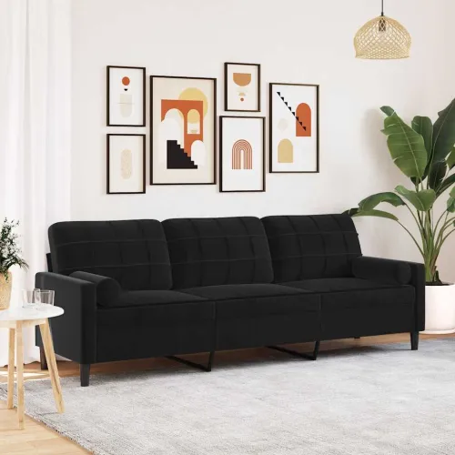 Trosjed s ukrasnim jastucima crni 210 cm baršunasti - Crna 1 210 cm Crna Cijena