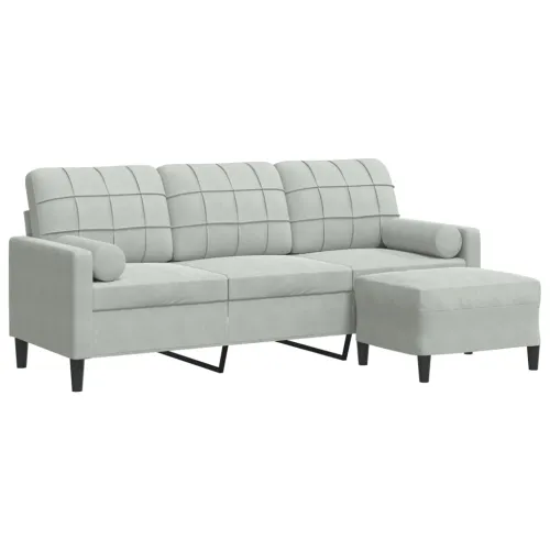 Trosjed s tabureom svjetlosivi 180 cm baršunasti - Svjetlosiva 180 cm Cijena