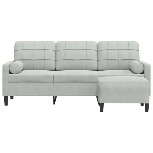 Trosjed s tabureom svjetlosivi 180 cm baršunasti - Svjetlosiva 180 cm Cijena