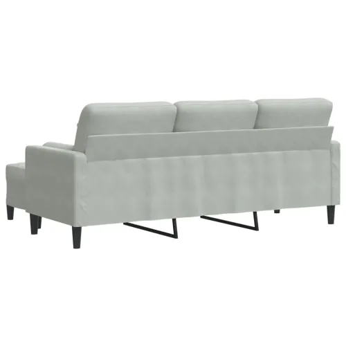 Trosjed s tabureom svjetlosivi 180 cm baršunasti - Svjetlosiva 180 cm Cijena