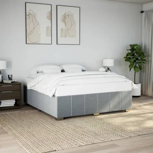 Okvir za krevet bez madraca svjetlosivi 200 x 200 cm od tkanine - Svjetlosiva 200 x 200 cm Cijena